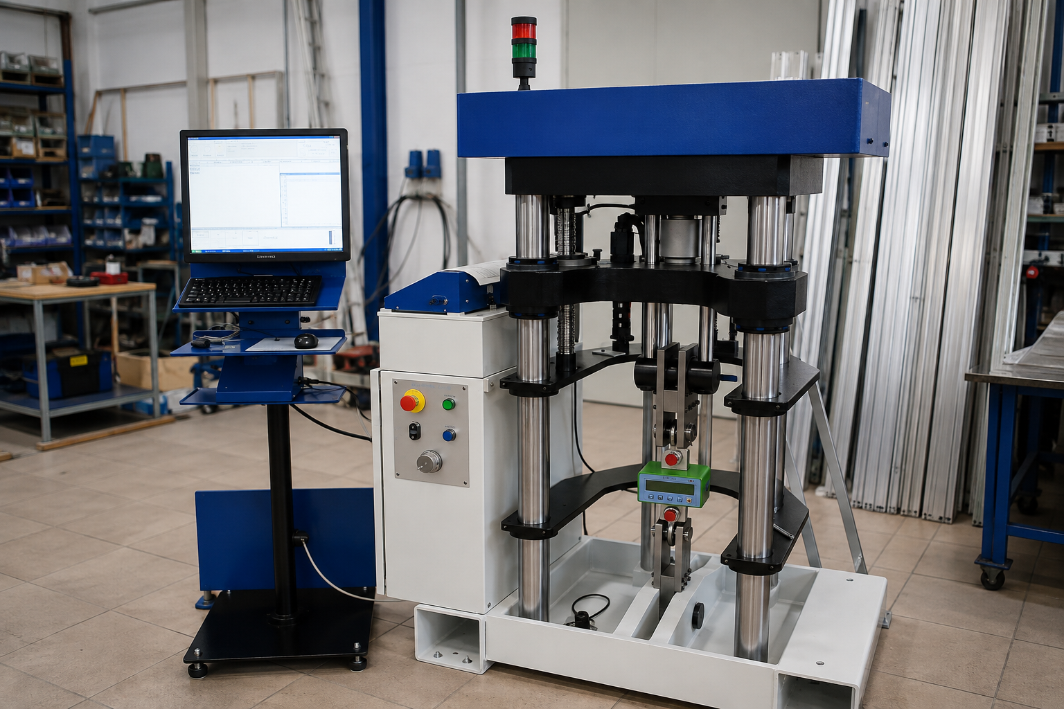 Calibración de celda de carga en banco de fuerza, previo a su instalación en báscula industrial
